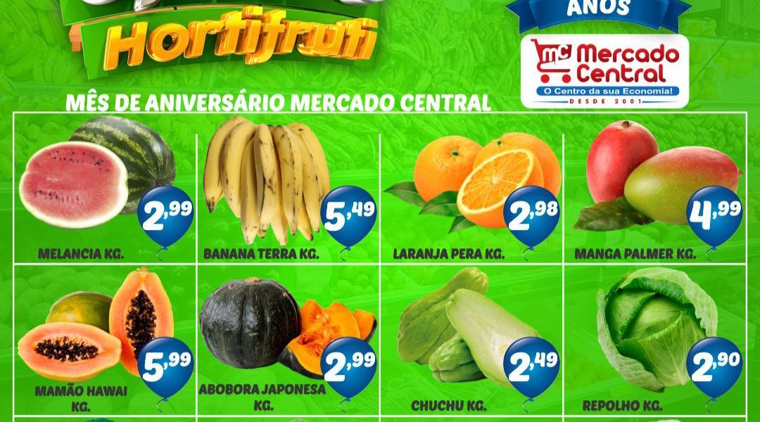Hortifruti do Mercado Central nesta quarta e quinta feira