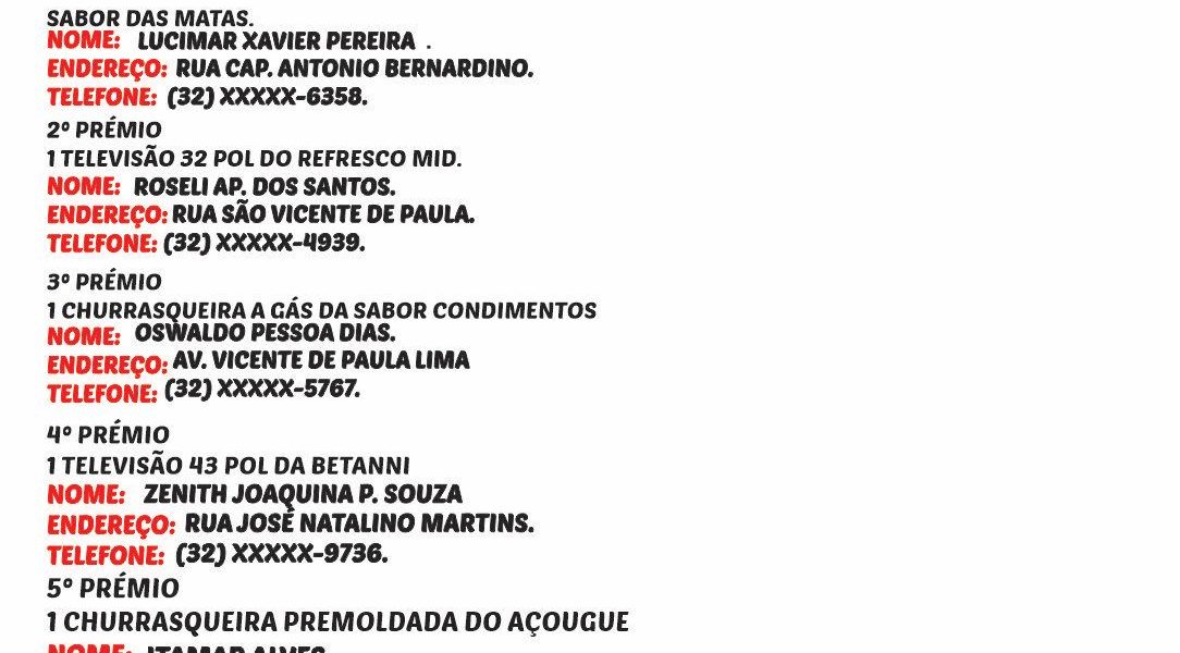Confiram o Sorteio dos ganhadores do aniversário de 21 anos do Mercado Central de Miradouro