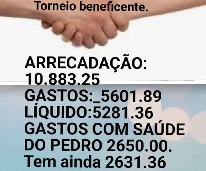 Prestação de Contas do Torneio Beneficente do dia 25/09