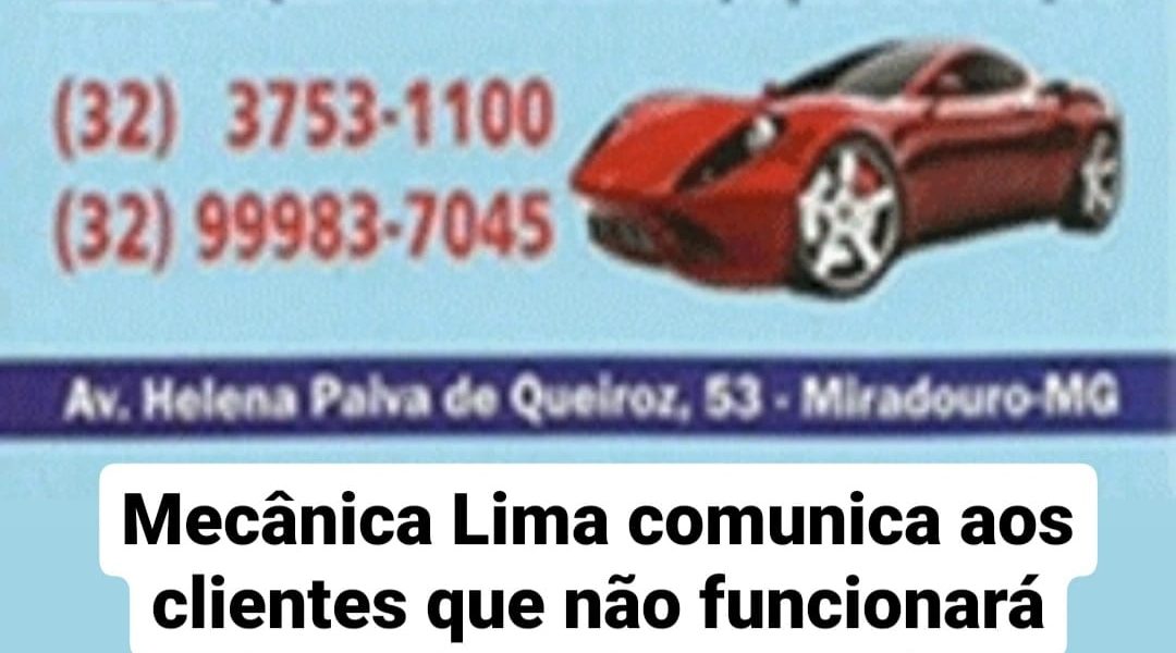 Mecânica Lima faz comunicado aos clientes