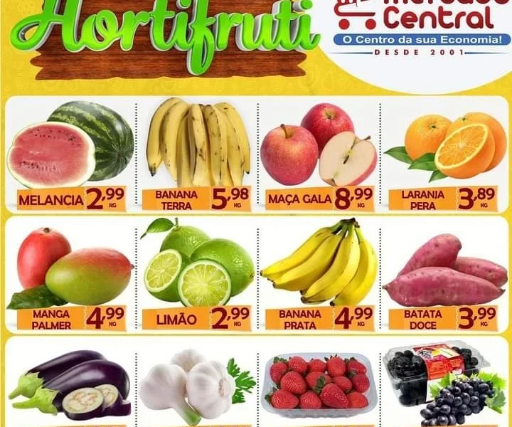 Hortifruti do Mercado Central de Miradouro nesta quarta e quinta feira