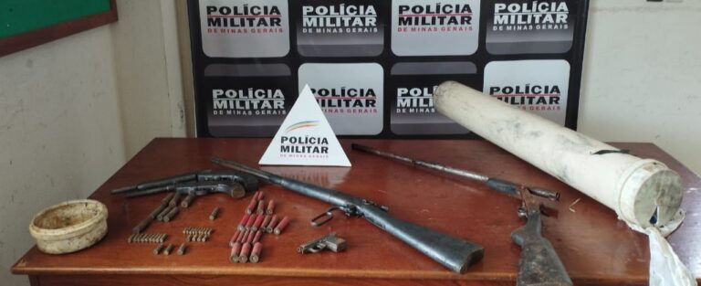 Miradouro: PM prende um homem e apreende quatro espingardas, pistola e muitas munições
