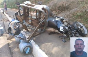 Muriaé: Triciclo carregado de botijão de gás capota e mata condutor no perímetro urbano da BR-356