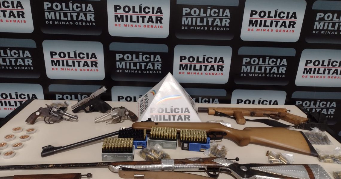 Polícia Militar de Carangola apreende arma de fogo e munição de diversos calibres