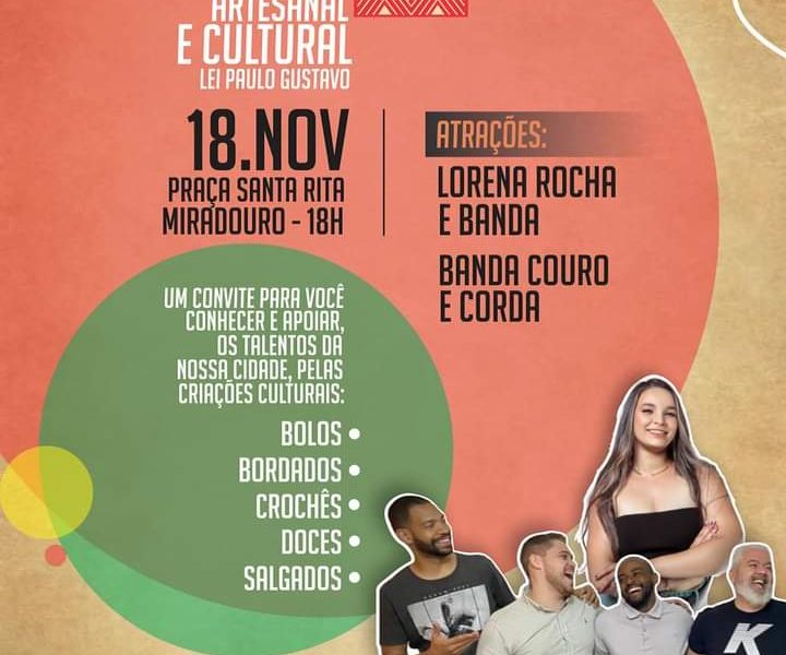 Feira Artesanal vai acontecer dia 18 com apoio da Secretaria de Cultura através de incentivo da Lei Paulo Gustavo