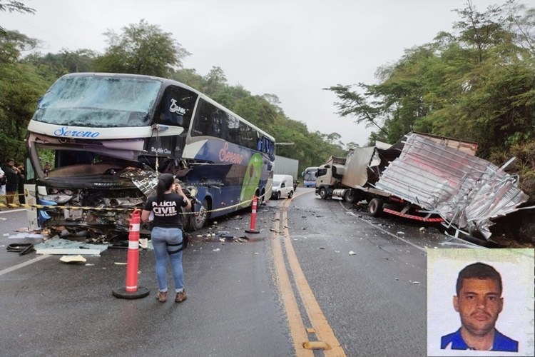 Motorista morre e oito pessoas ficam feridas em acidente entre ônibus e carreta na Serra de Belvedere