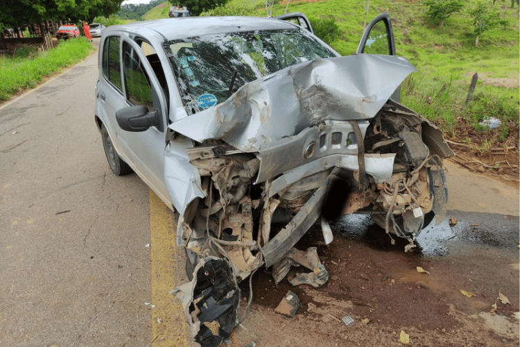 Carro bate contra árvore na MGC-265 e motorista fica em estado grave
