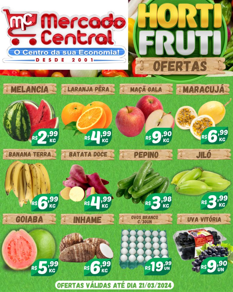 Hortifruti do Mercado Central nesta quarta e quinta feira
