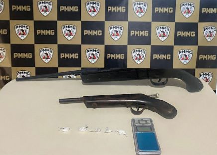 PMMG realiza prisão por tráfico de drogas e posse ilegal de armas de fogo em Carangola