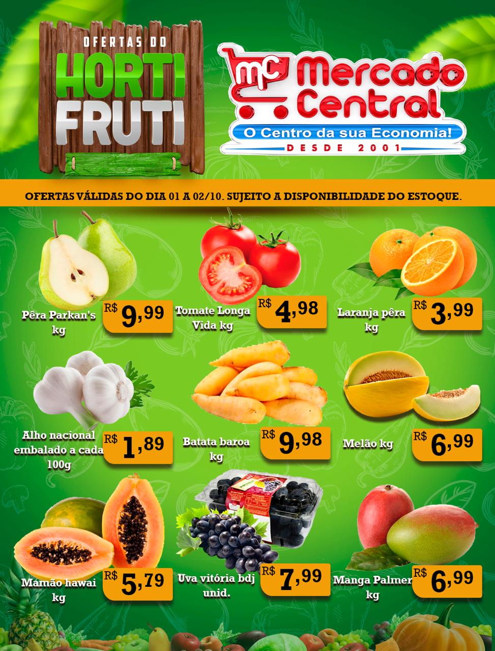 Hortifruti do Mercado Central nesta quarta e quinta feira