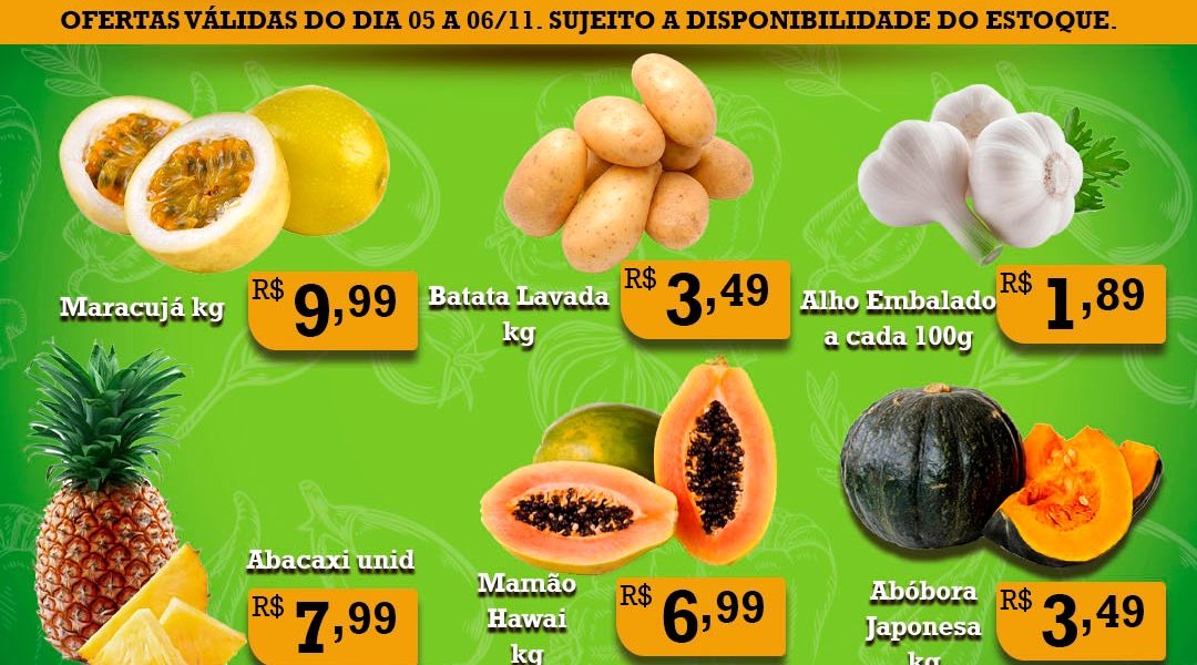 Hortifruti do Mercado Central nesta quarta e quinta feira