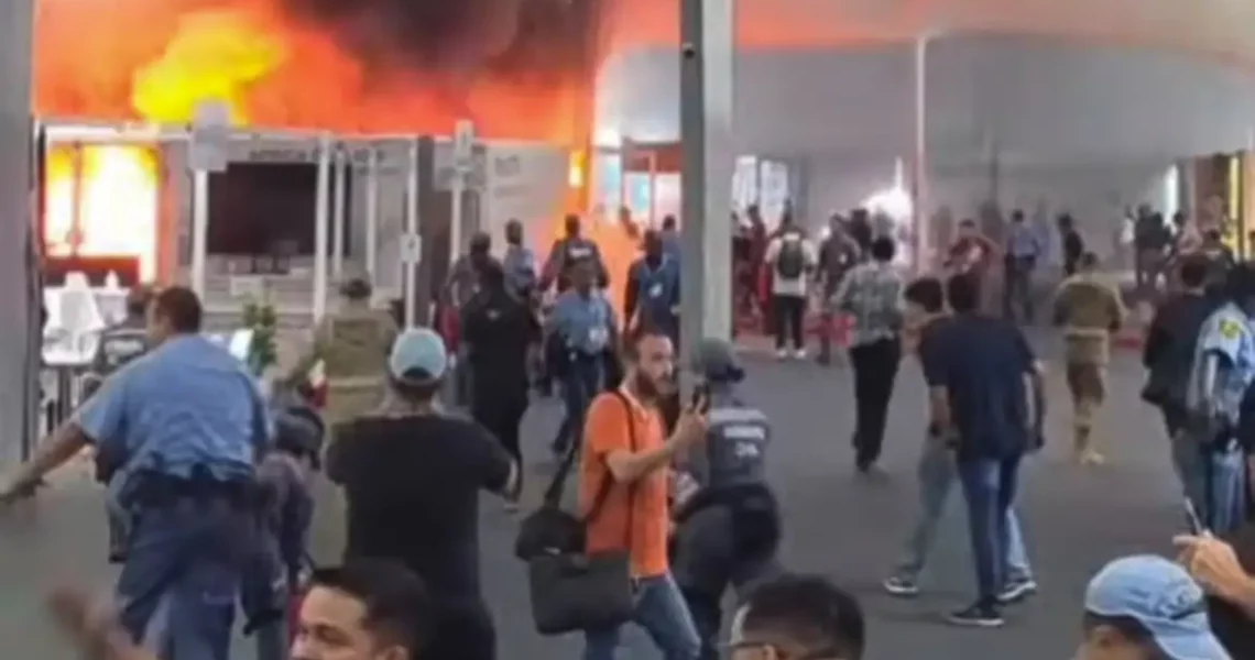 Incêndio atinge parte do pavilhão da COP30, em Belém