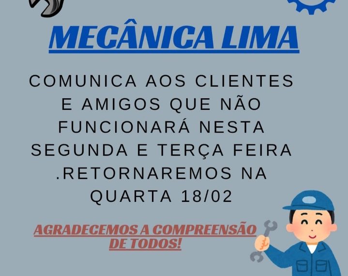 Mecânica Lima faz comunicado aos clientes