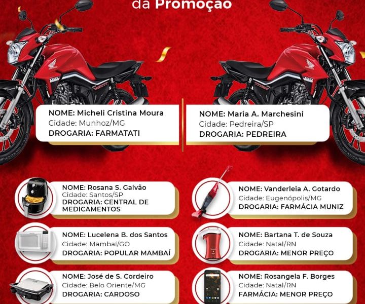 Confiram os ganhadores da Promoção  Multi Pharma