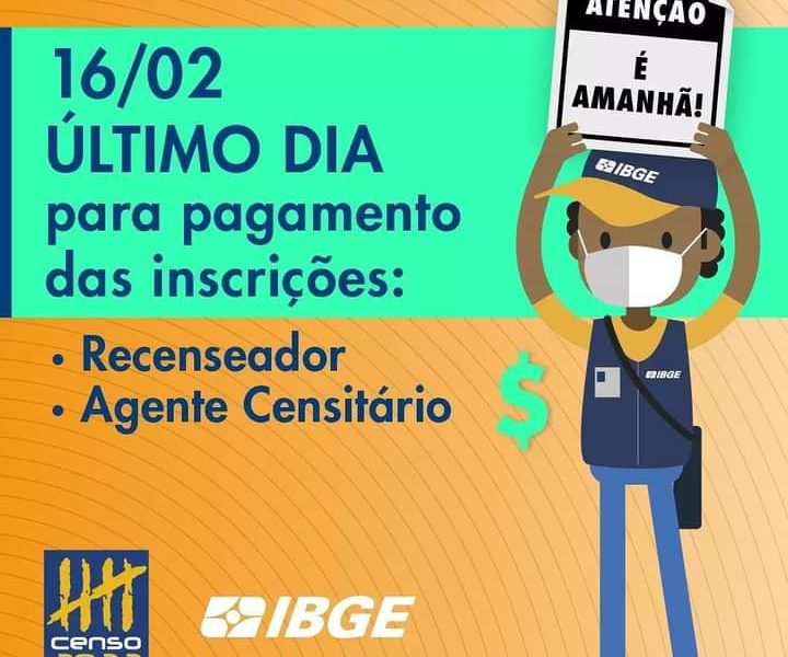 Candidatos inscritos para os cargos de Recenseador e Agente Censitário.