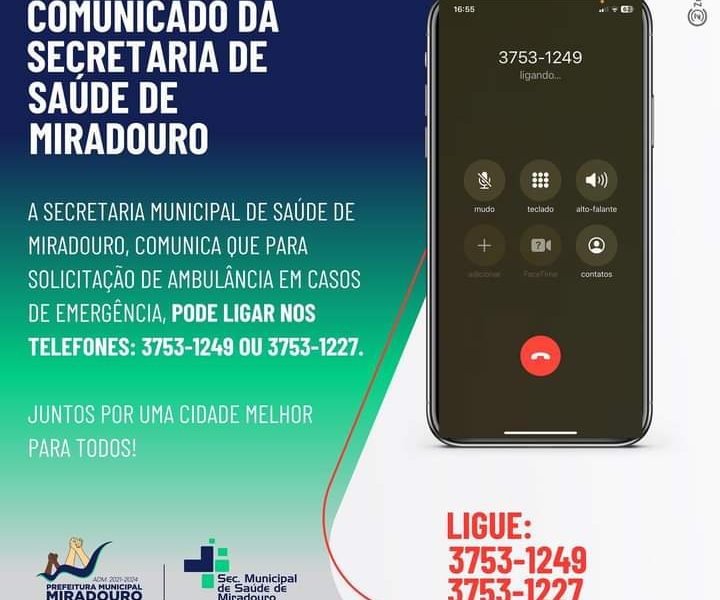 Comunicado da Secretaria de Saúde de Miradouro