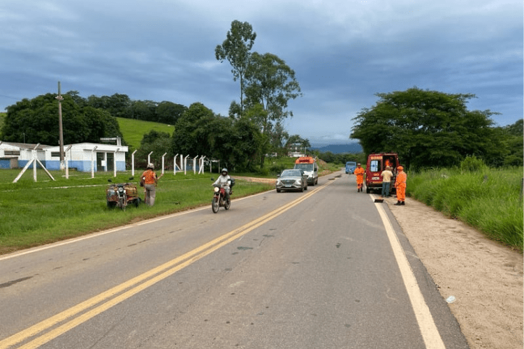 Muriaé: Acidente provocado por cachorro deixa motociclista e carona feridos na BR-356