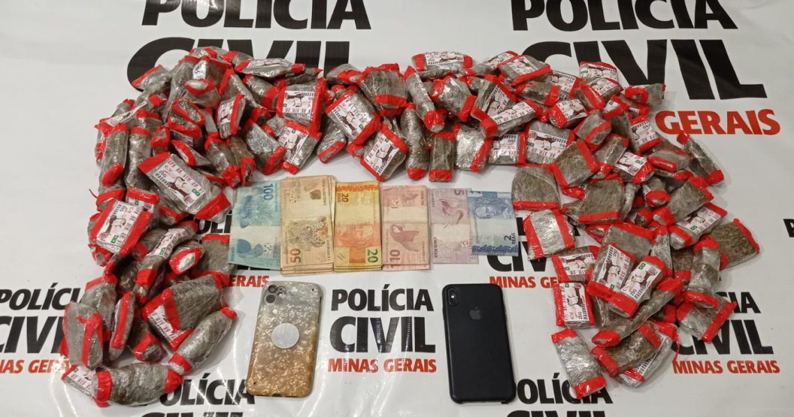 PCMG, PM e PRF prendem dois homens com 158 tabletes de maconha
