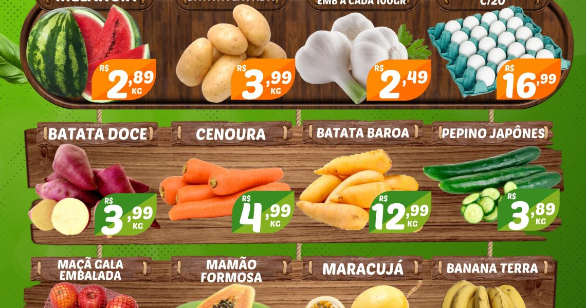 Hortifruti do Mercado Central nesta quarta e quinta feira